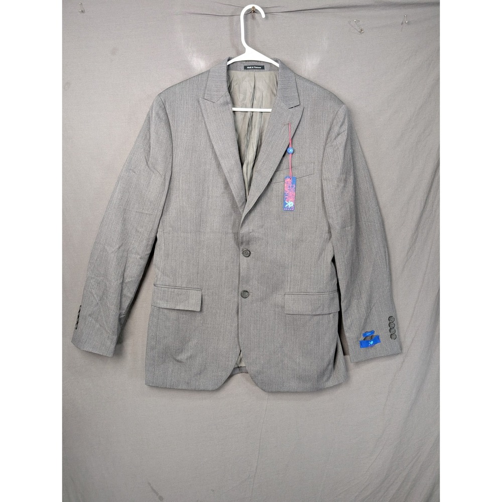 Egara Mens 40R Gray 100% Wool 2-Button Peak Lapel Suit Jacket Blazer 7720